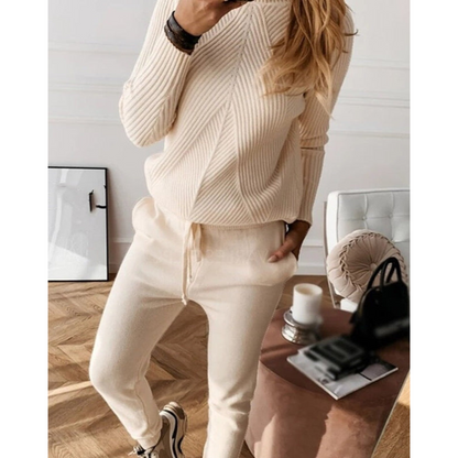 Dames ribgebreid trainingspak - 2-delige set - Comfortabele pasvorm - Moderne stijl