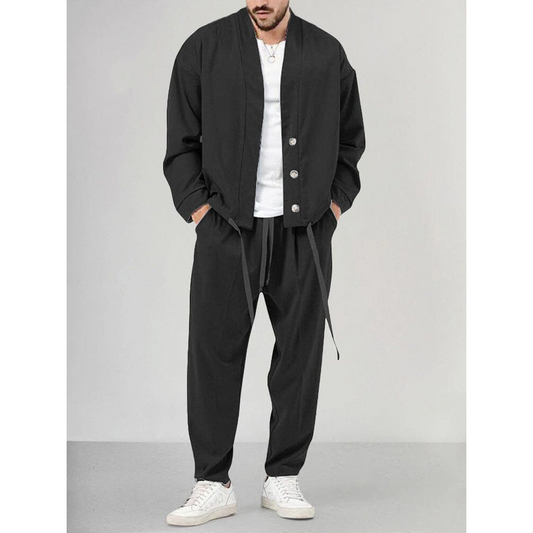 Heren set - Comfortabele katoenmix - Relaxte stijl - Functioneel trekkoord