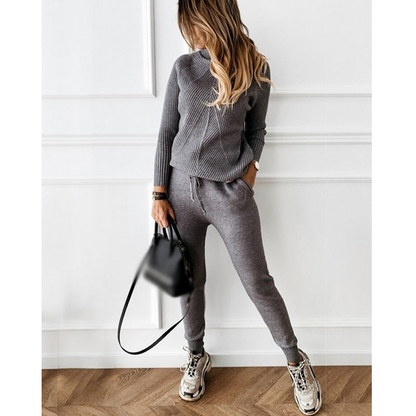 Dames ribgebreid trainingspak - 2-delige set - Comfortabele pasvorm - Moderne stijl