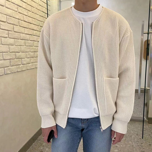 Cardigan met structuur en rits voor heren in Zwart Cardigan met structuur en rits voor heren in Zwart