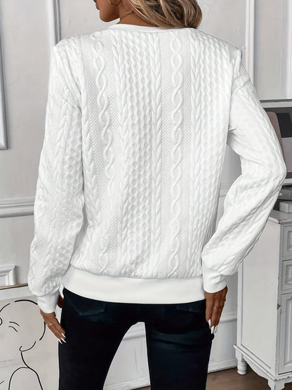 Chique Kabelgebreide Trui met Rits | Casual Lange Mouw Pullover