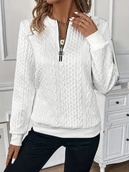 Chique Kabelgebreide Trui met Rits | Casual Lange Mouw Pullover