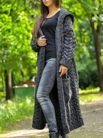 Dames Grove Gebreide Vest | Oversized Gehaakte Lange Trui Jas Voor Casual Winterse Kleding