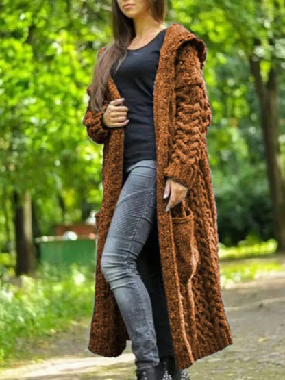 Dames Grove Gebreide Vest | Oversized Gehaakte Lange Trui Jas Voor Casual Winterse Kleding