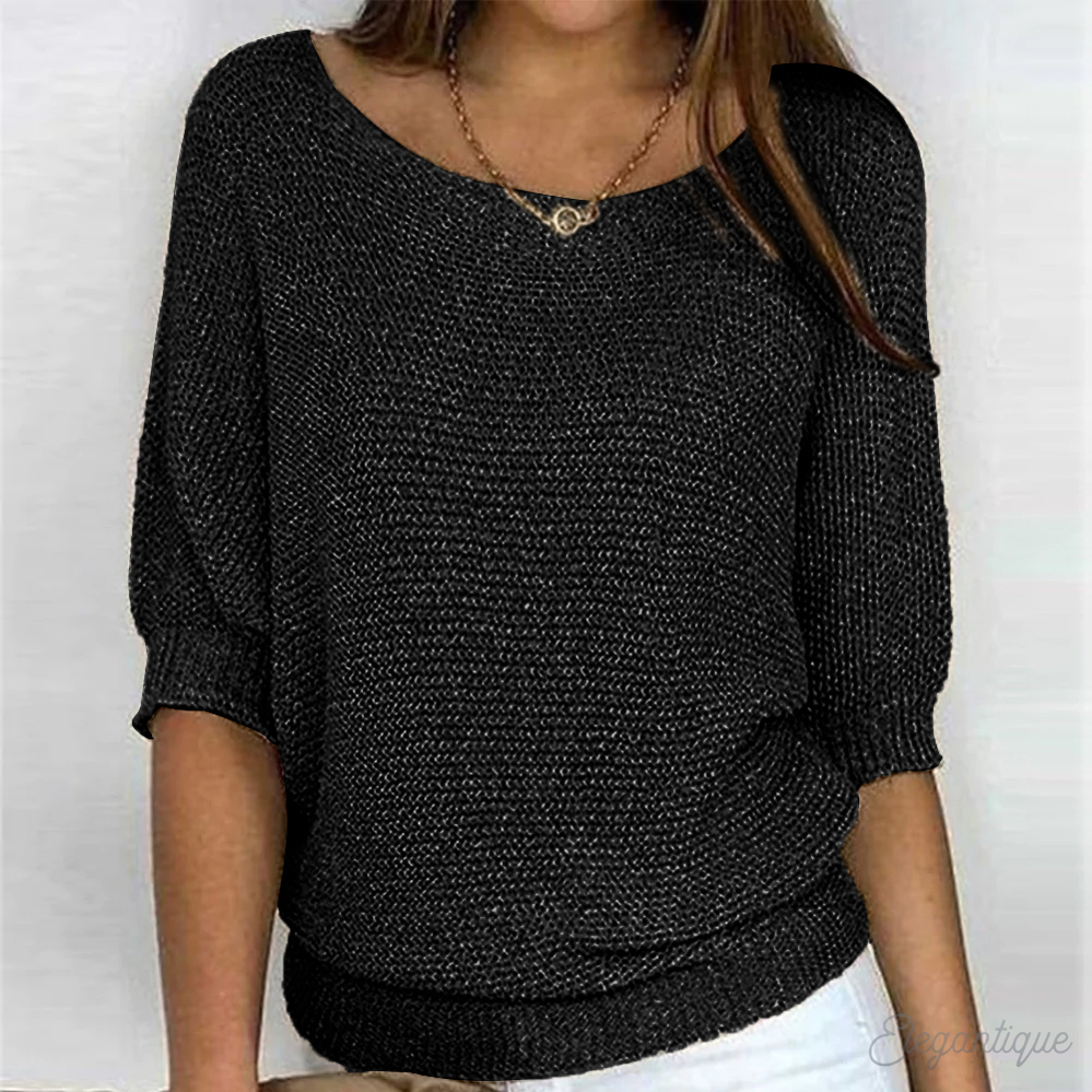 Dames Rode Off-Shoulder Gebreide Trui | Casual Losse Pasvorm Pullover