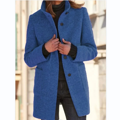 Dames Wolmix Jas | Knoopsluiting, Middenlang, Warm, Stijlvolle Winterjas