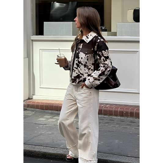 Denim Jacket met print voor dames - Uniek patroon - Casual Fit - Functionele zakken