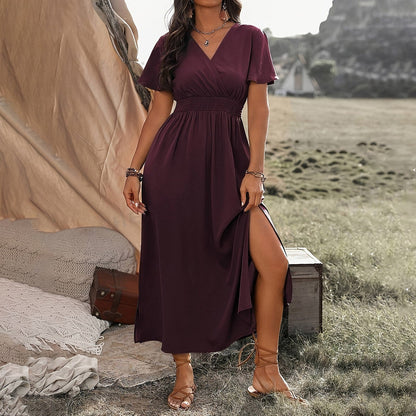 Elegante Maxijurk met Wikkel Detail – Feminiene Boho-Stijl