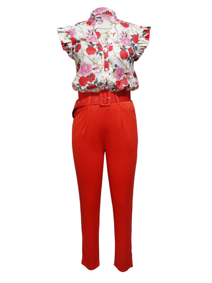 Elegante Ruffle-Mouwen Outfit voor een Verfijnde Look