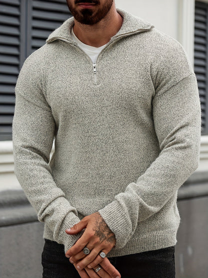 Heren Halve Rits Gebreide Trui | Casual Lange Mouwen Pullover voor de Winter