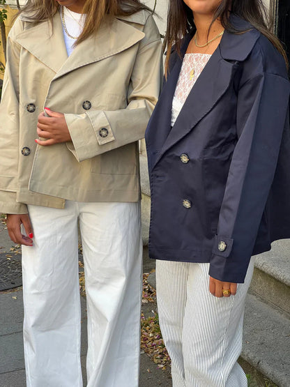 Korte Trenchcoat Dames Voor Elk Weer-6