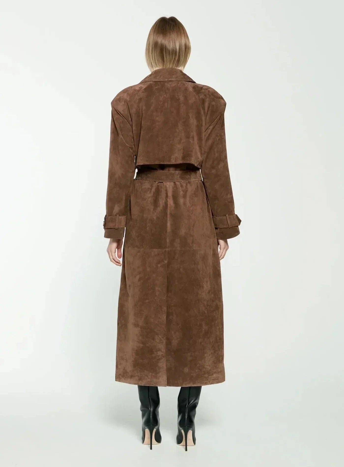 Lange Dames Trenchcoat Zwart-5