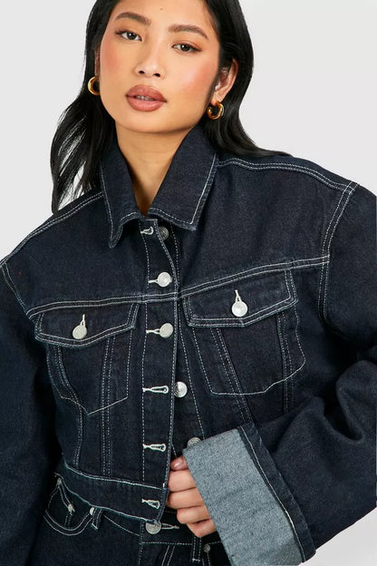 Modieus Denimjack Dames 100% Katoen-1