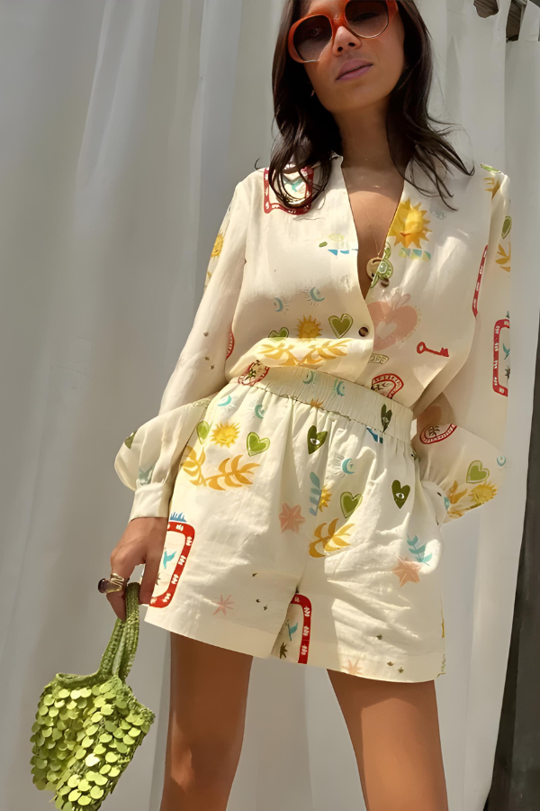 Stijlvol Dames Shirt en Shorts Set-1