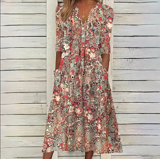 Zomerjurk | Jurken Dames Midi met Bloemenprint | Hannah-1